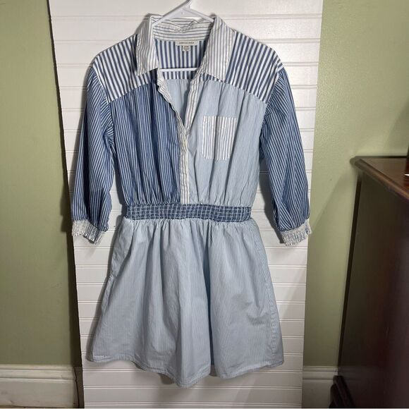Women’s Blue & White Striped Utility Dress Size Small - Picture 2 of 16